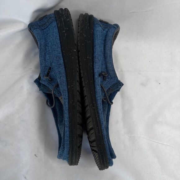 Hey Dude Wally Eco Linen Eclipse Blue Slip On Canvas Loafers Mens Size 9 - Picture 6 of 9